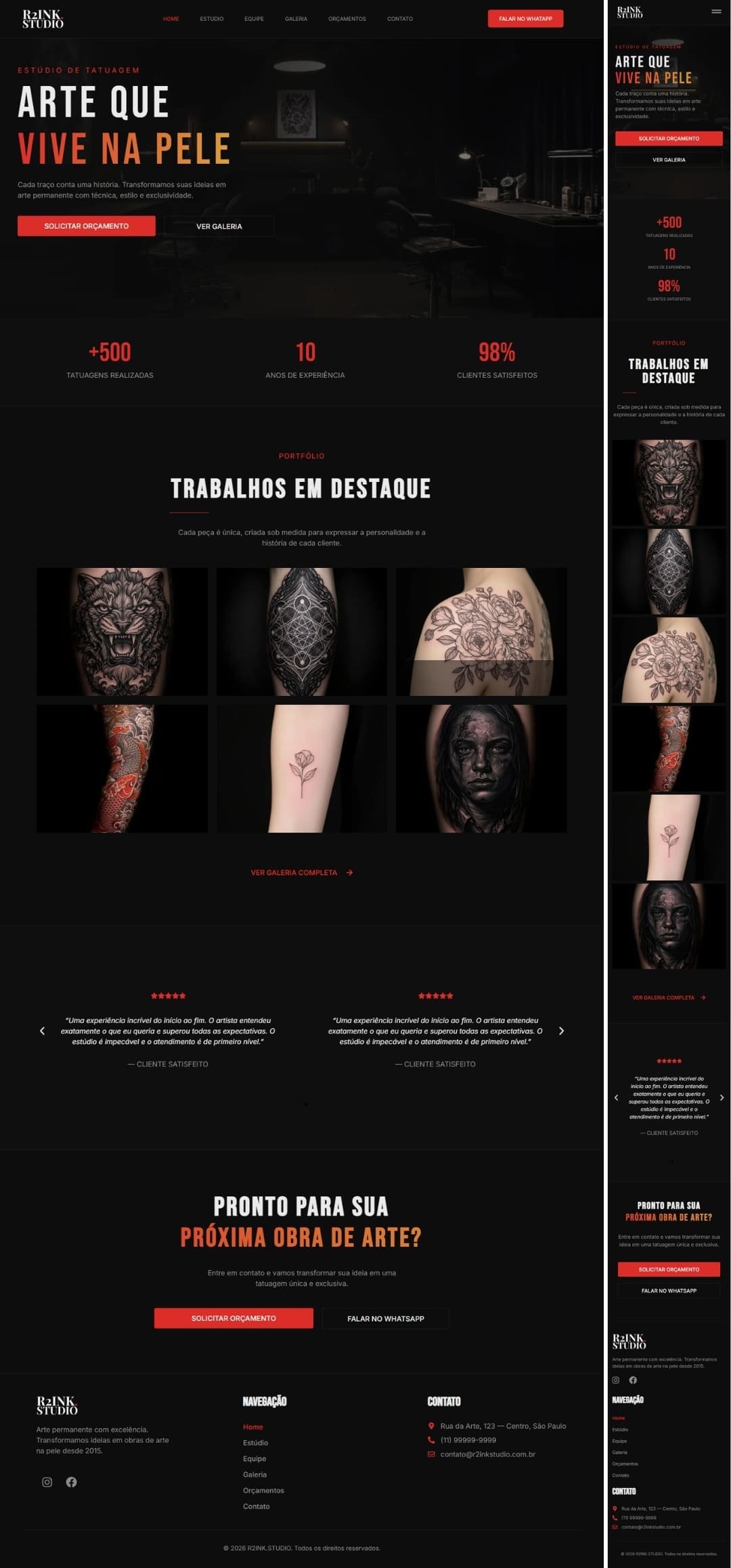 Site Express Plano Profissional - Estúdio de Tatuagem